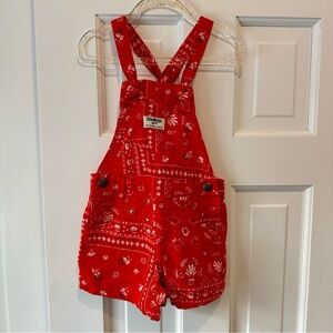 OshKosh B'gosh Kids Red Bandana Linen Overalls